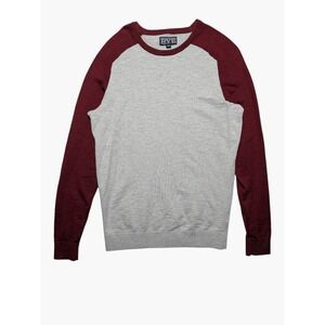 Rye Henley Long Sleeve Shirt Mens M Gray Burgundy Raglan Cotton